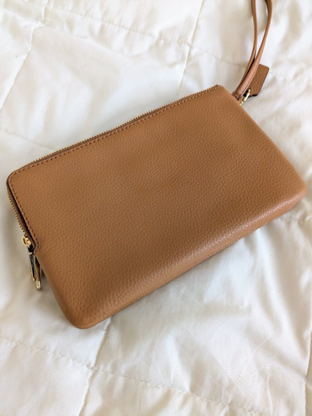 Coach Madison Double Corner Zip Wallet Wristlet Light Saddle Brown Style F87587 - Picture 5 of 9